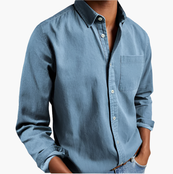 Men's long sleeve shirt – casual with chest pocket for work & weekend