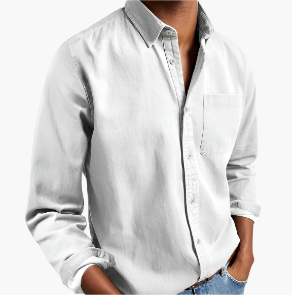 Men's long sleeve shirt – casual with chest pocket for work & weekend
