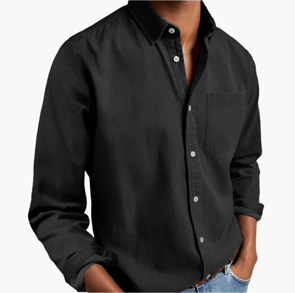 Men's long sleeve shirt – casual with chest pocket for work & weekend
