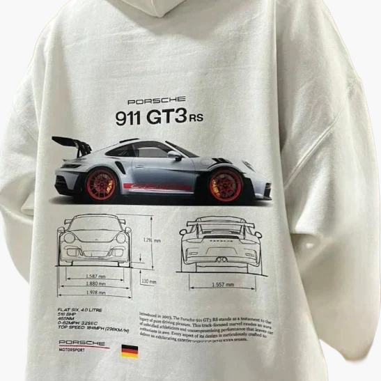 Unisex Porsche 911 GT3 RS Racing Hoodie – Sporty Car Lovers Hoodie for Women and Men