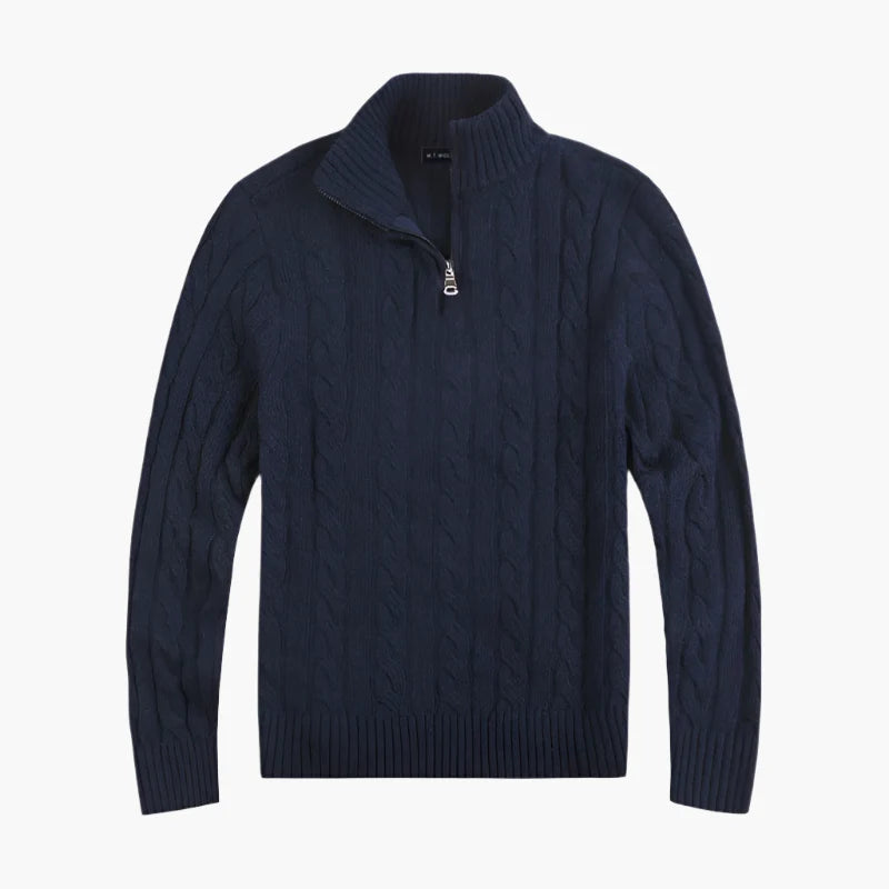 Men's Half-Zip Cable Sweater – Luxury Classic Style for Comfort and Elegance