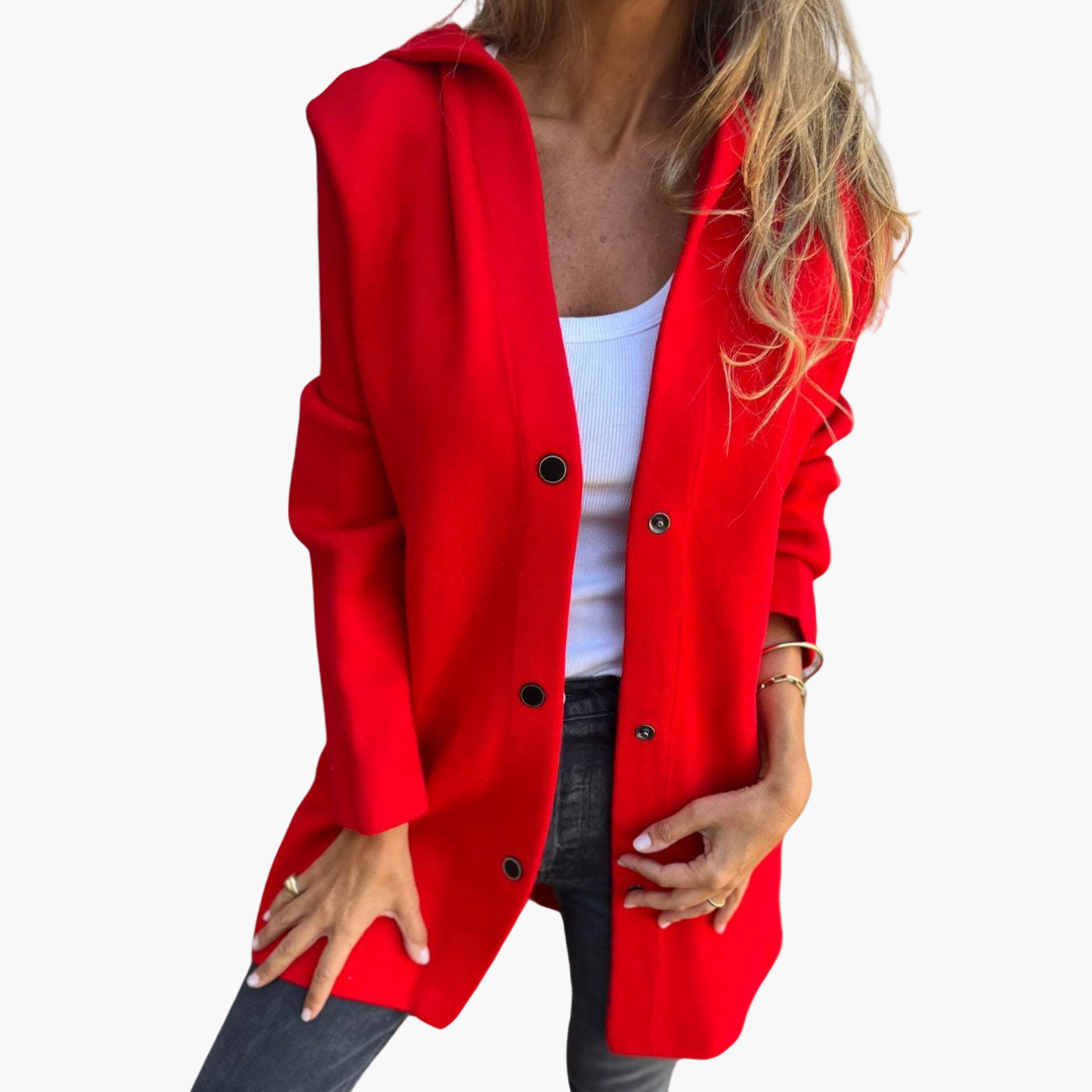Women's Casual Single-Breasted Jacket with Hood – Comfortable Feminine Outdoor Style