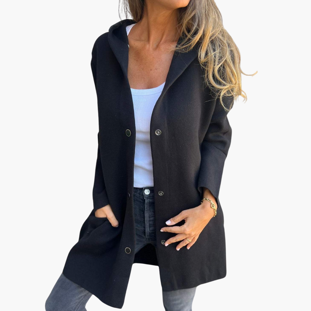 Women's Casual Single-Breasted Jacket with Hood – Comfortable Feminine Outdoor Style