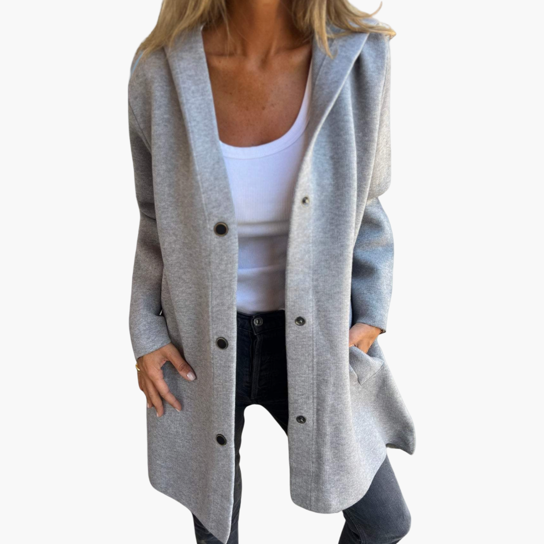 Women's Casual Single-Breasted Jacket with Hood – Comfortable Feminine Outdoor Style
