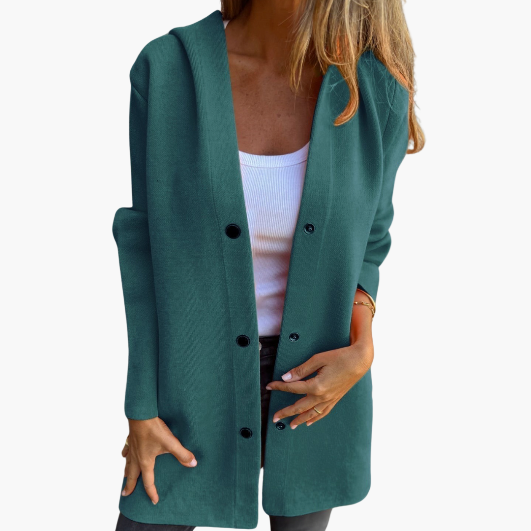 Women's Casual Single-Breasted Jacket with Hood – Comfortable Feminine Outdoor Style