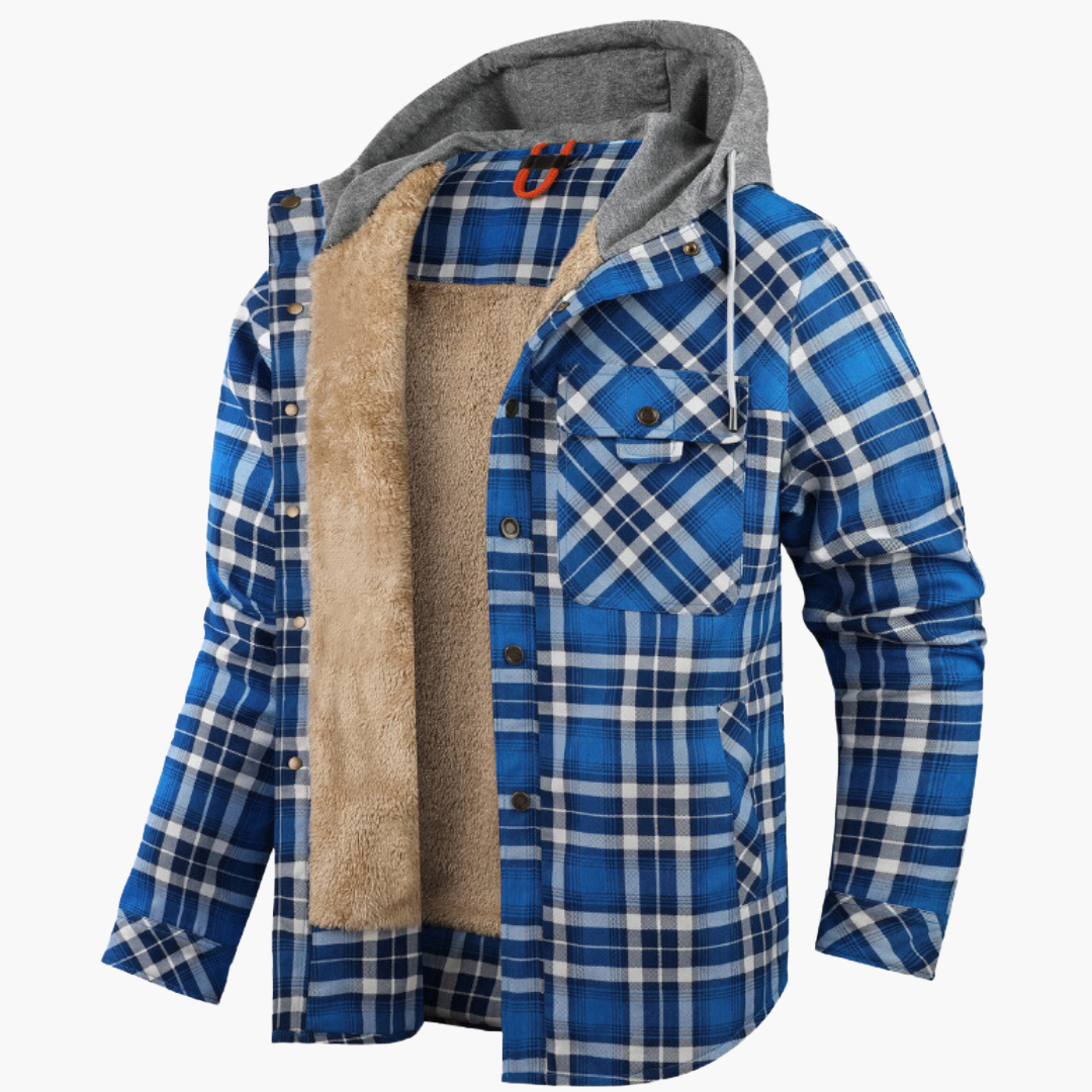Men's Jacket with Hood – Checked Lumberjack Style for Outdoor and Casual