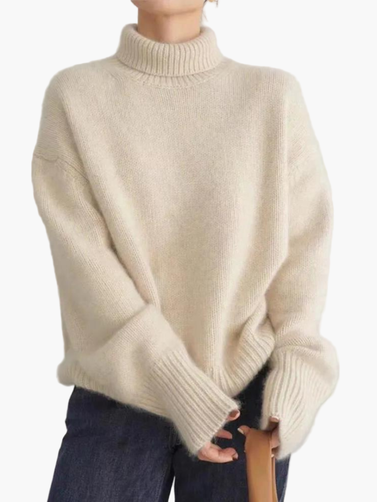 Women's Turtleneck Knitted Sweater – Fashionable Oversized Style for Autumn and Winter