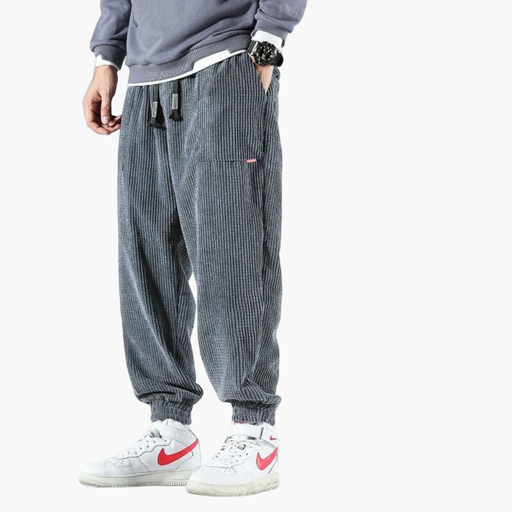 Men's Comfortable Corduroy Jogging Pants Relaxed Fit for Leisure and Sports