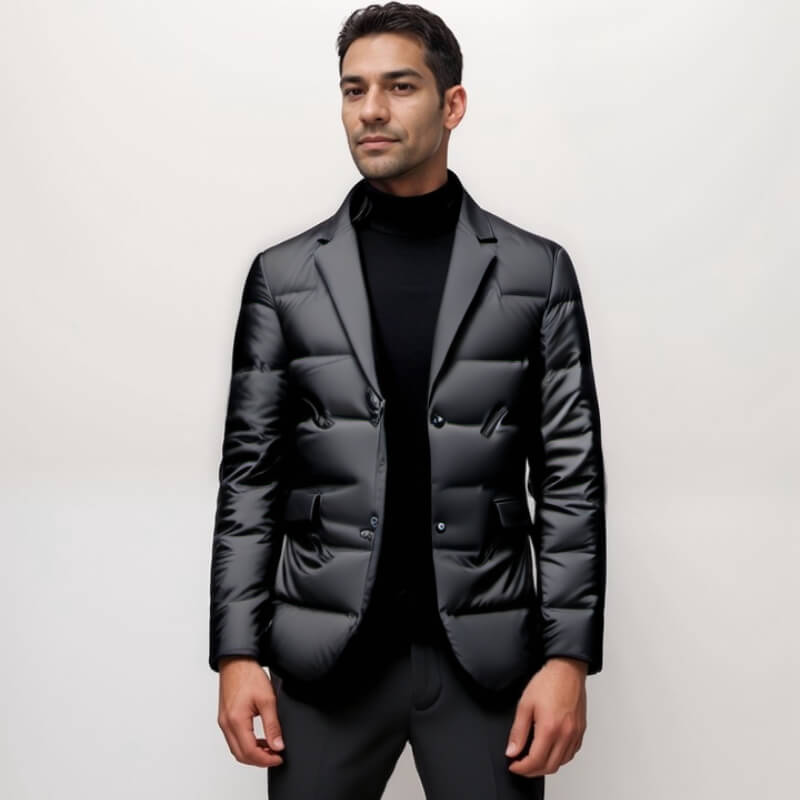Men's Padded Blazer Jacket Modern Slim Fit – Stylish and Warm Business Outfit