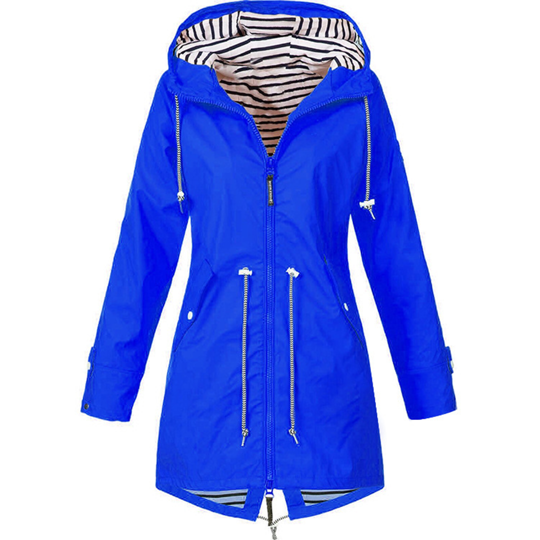 Women's rain parka with hood – tailored jacket with waist cord for city & walk