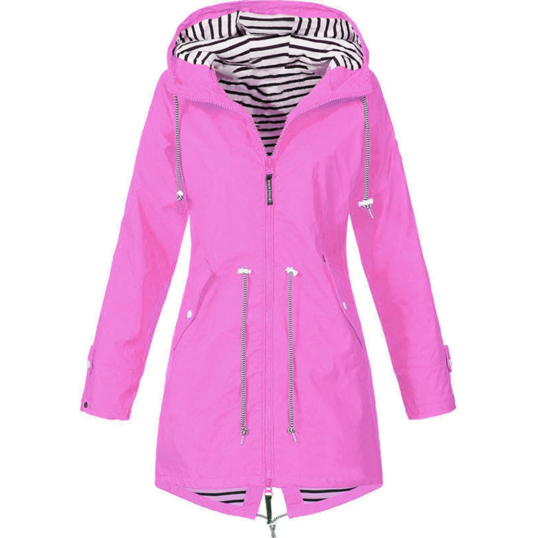 Women's rain parka with hood – tailored jacket with waist cord for city & walk
