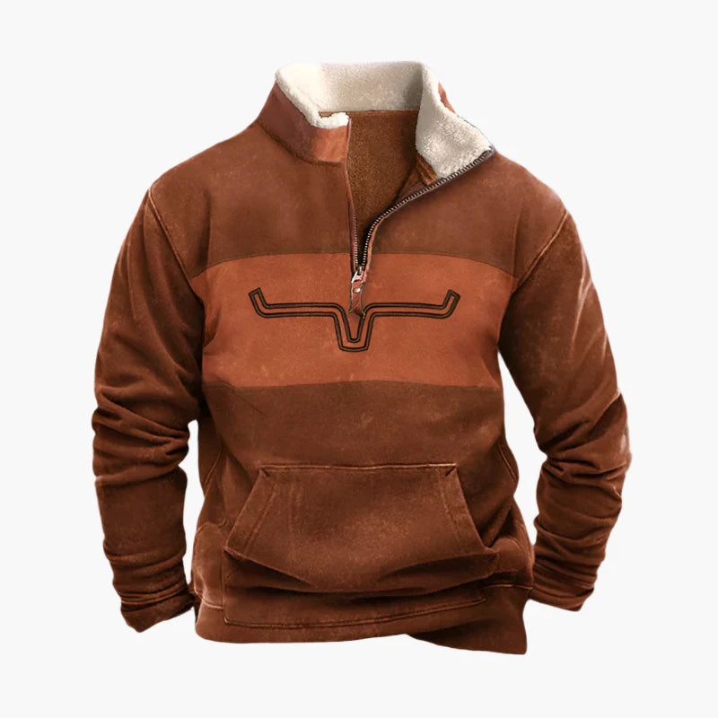 Heren Fleece Pullover met Aztec Mouwen – Comfortabele Outdoor Stijl voor Elke Dag