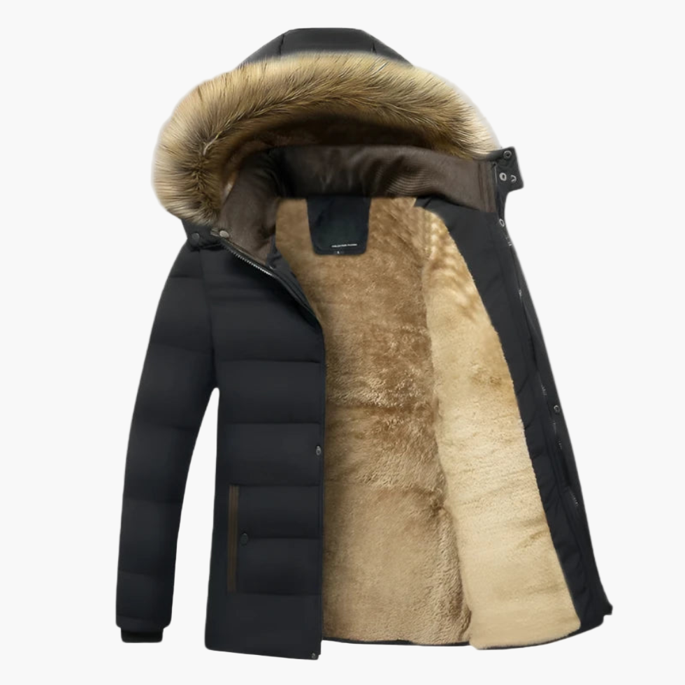 Men's Parka Jacket with Fleece Lining and Hood – Waterproof & Warm for Winter and Outdoor