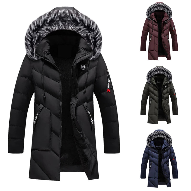 Men's Winter Jacket with Hood and Faux Fur – Stylish Warm Parka for Cold Days