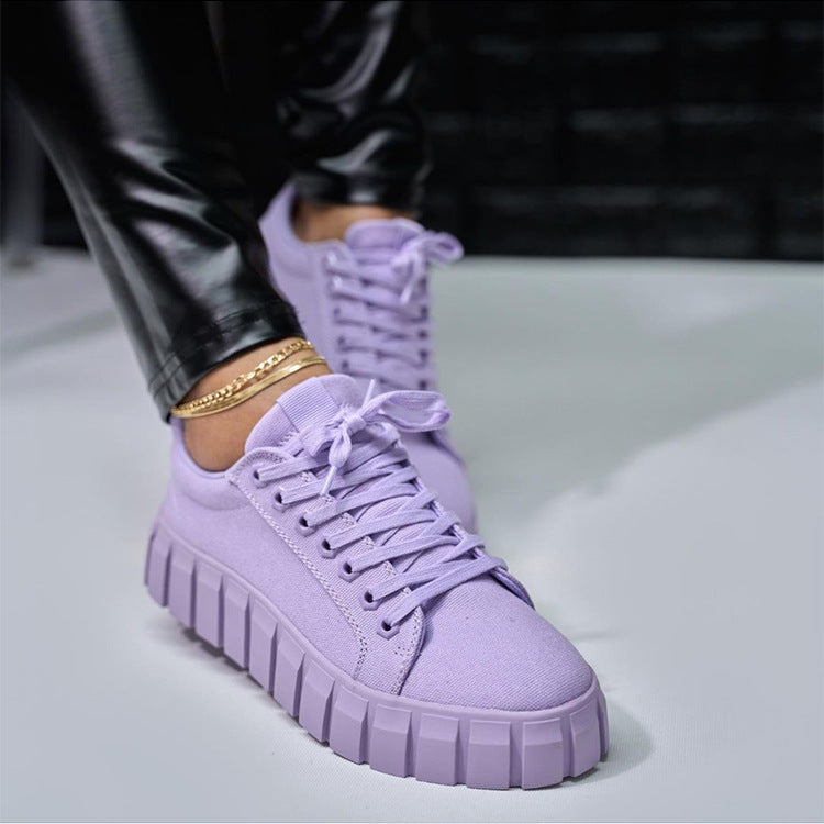 Holly – Thick Sole Lace Canvas Shoes