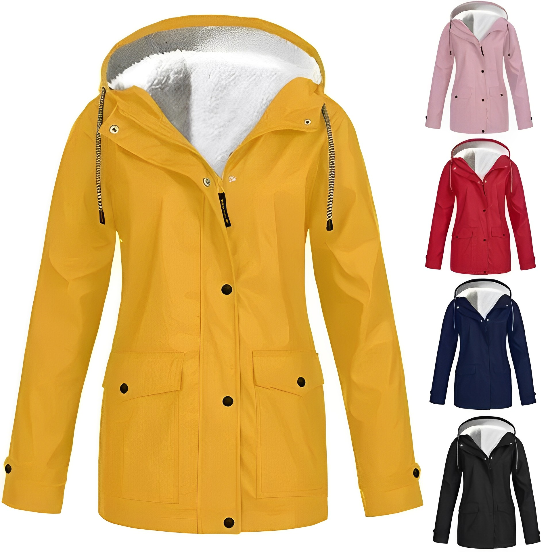 Women's Waterproof Winter Jacket with Fleece Lining – Fashionable Raincoat for Cold Days