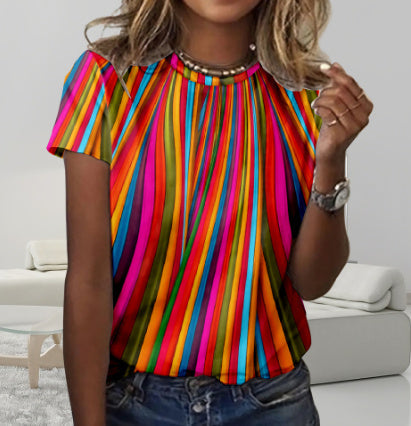 Margaret – Floral Print Round Neck T-shirt