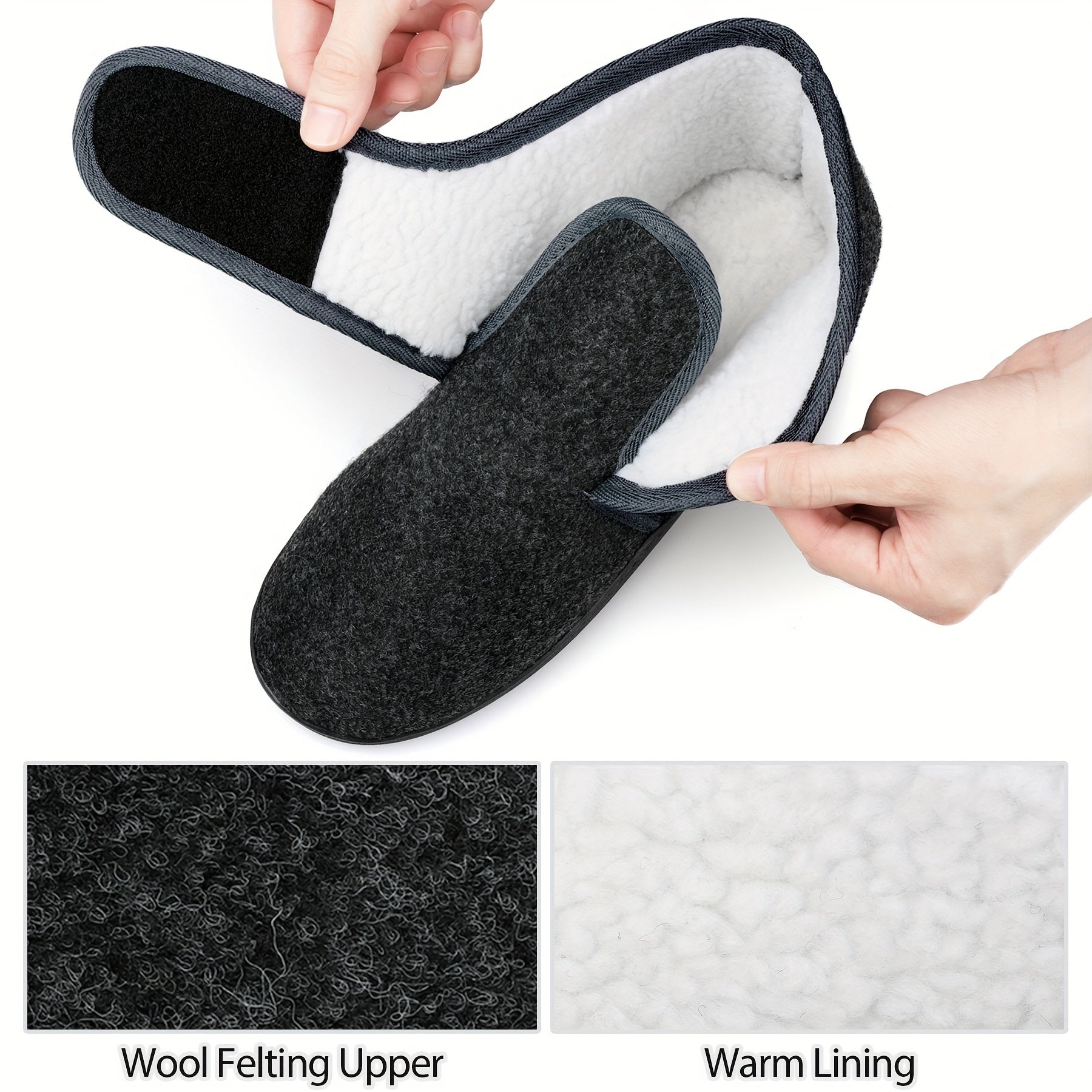Men's Slippers with Ankle Strap and Velcro Closure – Comfortable Vintage House Shoes for Daily Use