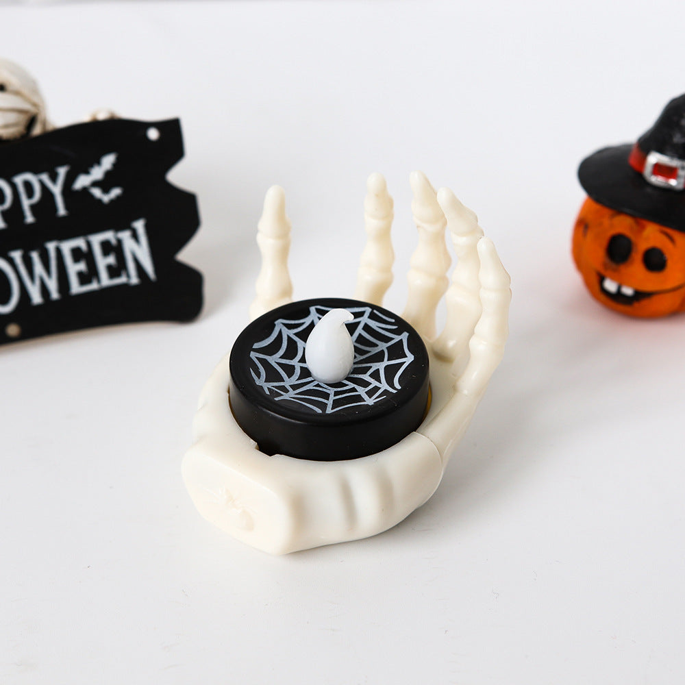 Halloween Ambient Lighting Skeleton Hand Decoration – LED Candle for Party and Spooky Decor