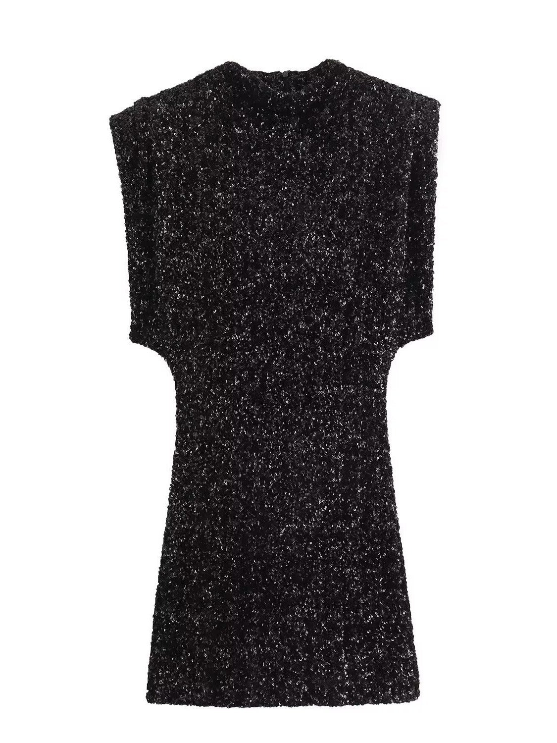 Abigail – Mini Dress with Beads and Shoulder Padding