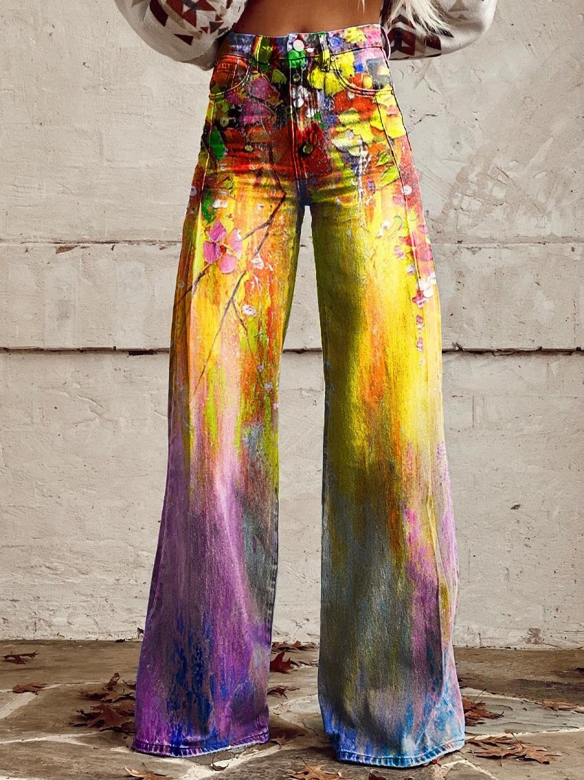 Jenny – Wide Women's Pants with 3D Digital Print
