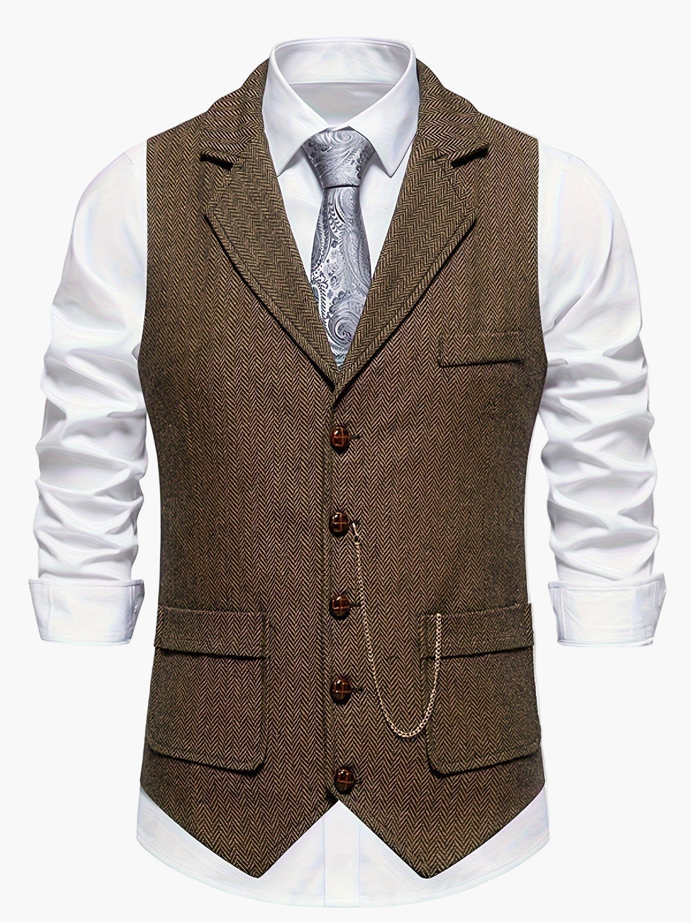Men's Vest Retro Style Business Chic – Vest with Notched Collar