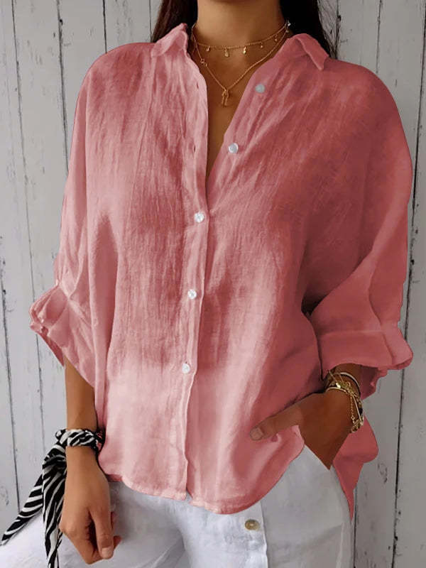 Falling ladies blouse with long sleeves – stylish button-down shirt and tunic top for every day