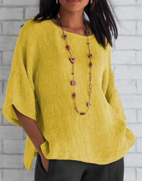 Women's Loose-Fitting Tunic Top – Casual Elegance with Boho Look