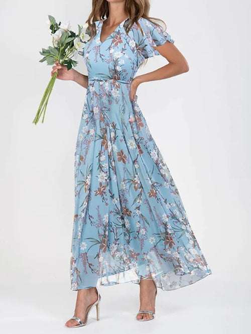 Gabrielle – Women's Elegant Maxi Dress with Butterfly Sleeves – Airy and Romantic
