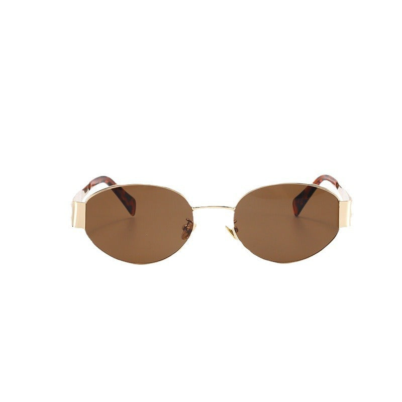 Pamela – Retro Oval Sunglasses with Metal Frame