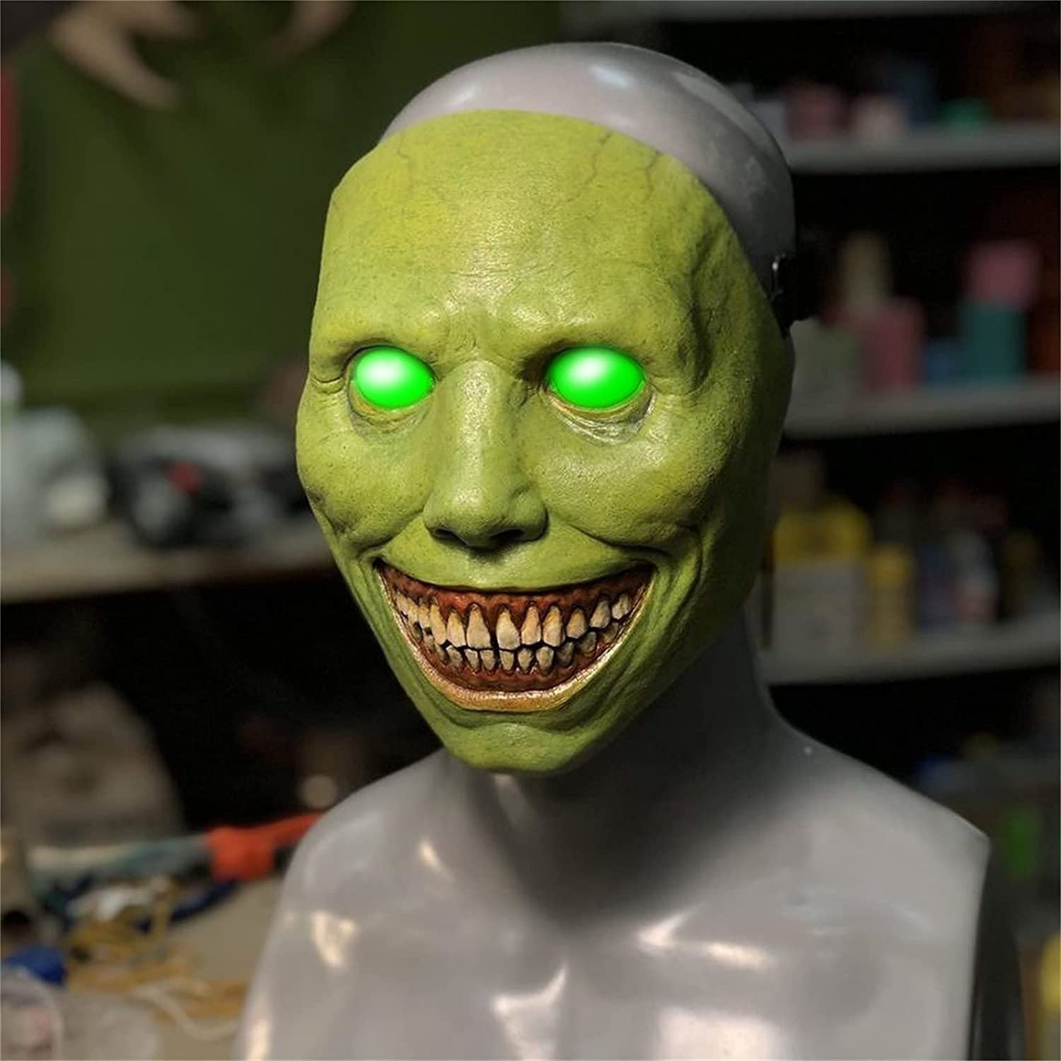 Halloween Demon Latex Mask with White Eyes – Unisex and Creepy Costume Accessory