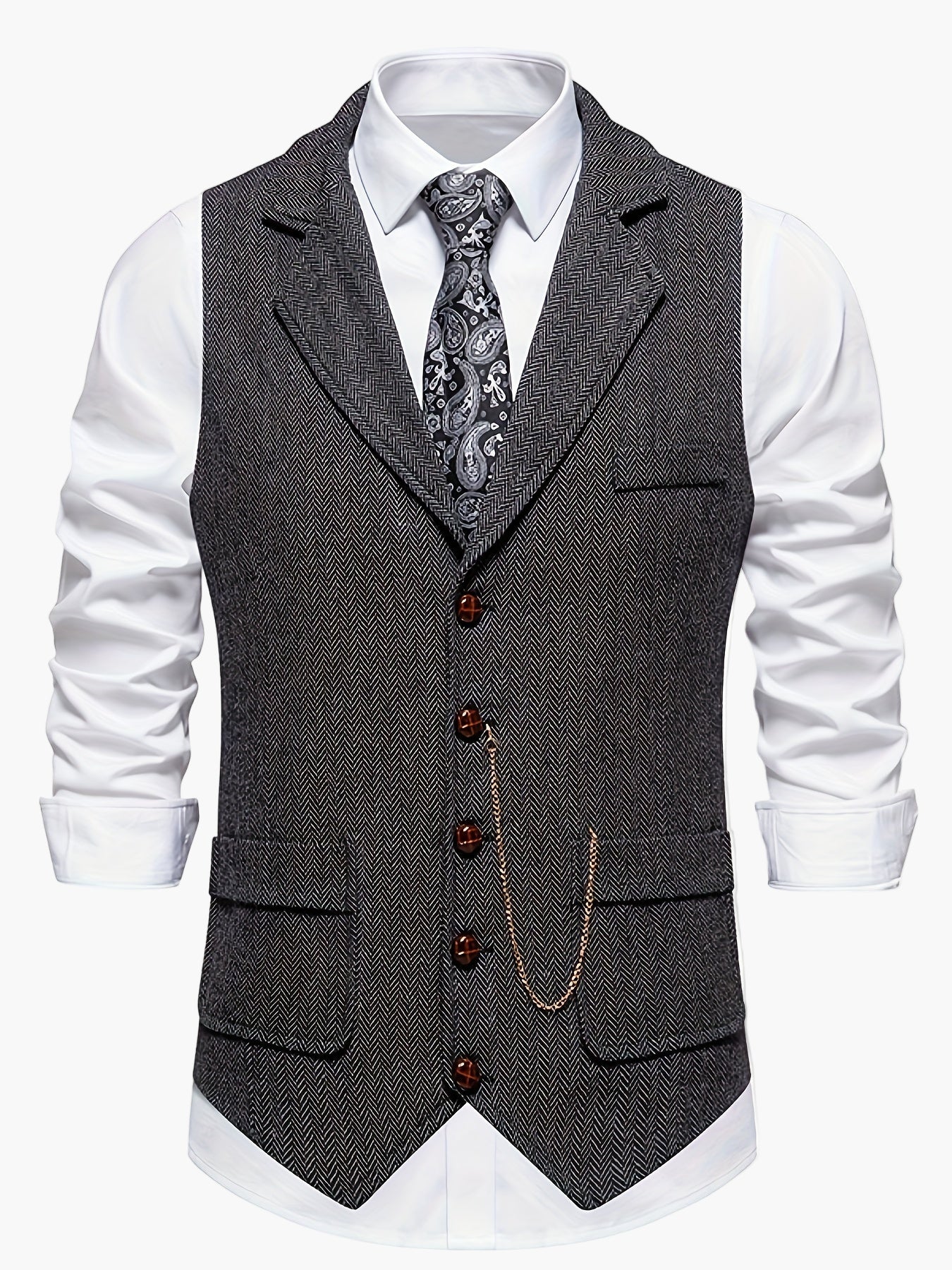 Men's Vest Retro Style Business Chic – Vest with Notched Collar