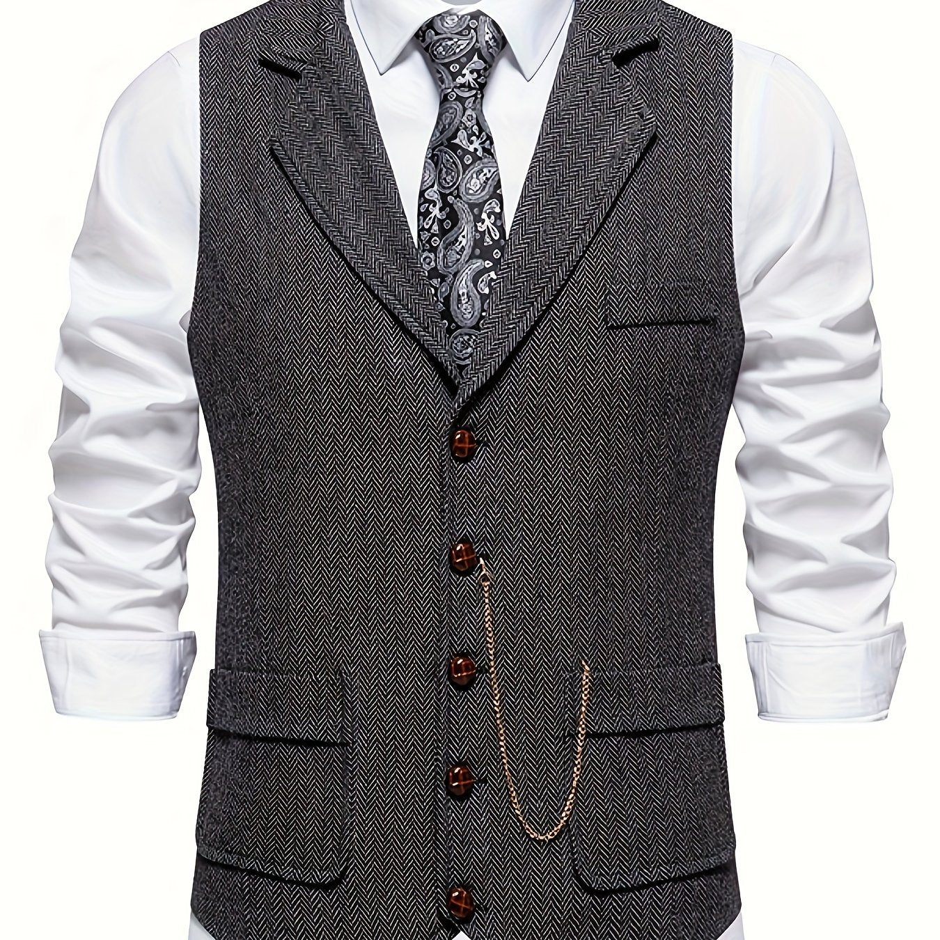 Men's Vest Retro Style Business Chic – Vest with Notched Collar