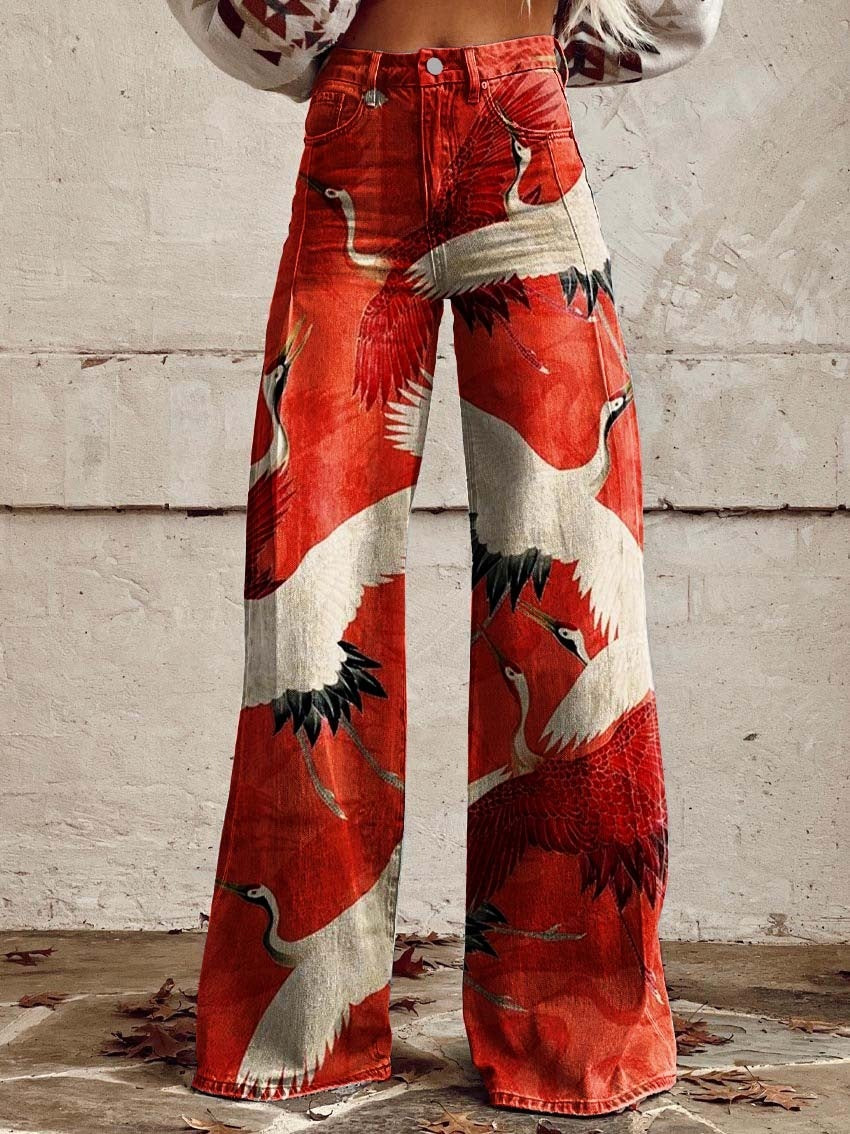 Jenny – Wide Women's Pants with 3D Digital Print