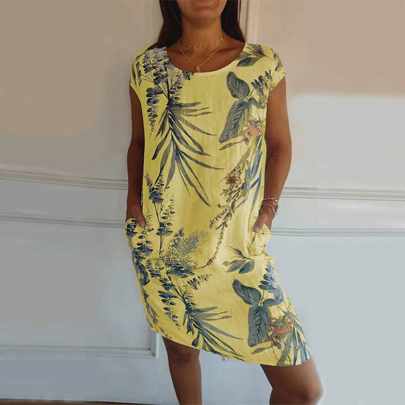 Fiona – Dress with Flower and Leaf Print for Women