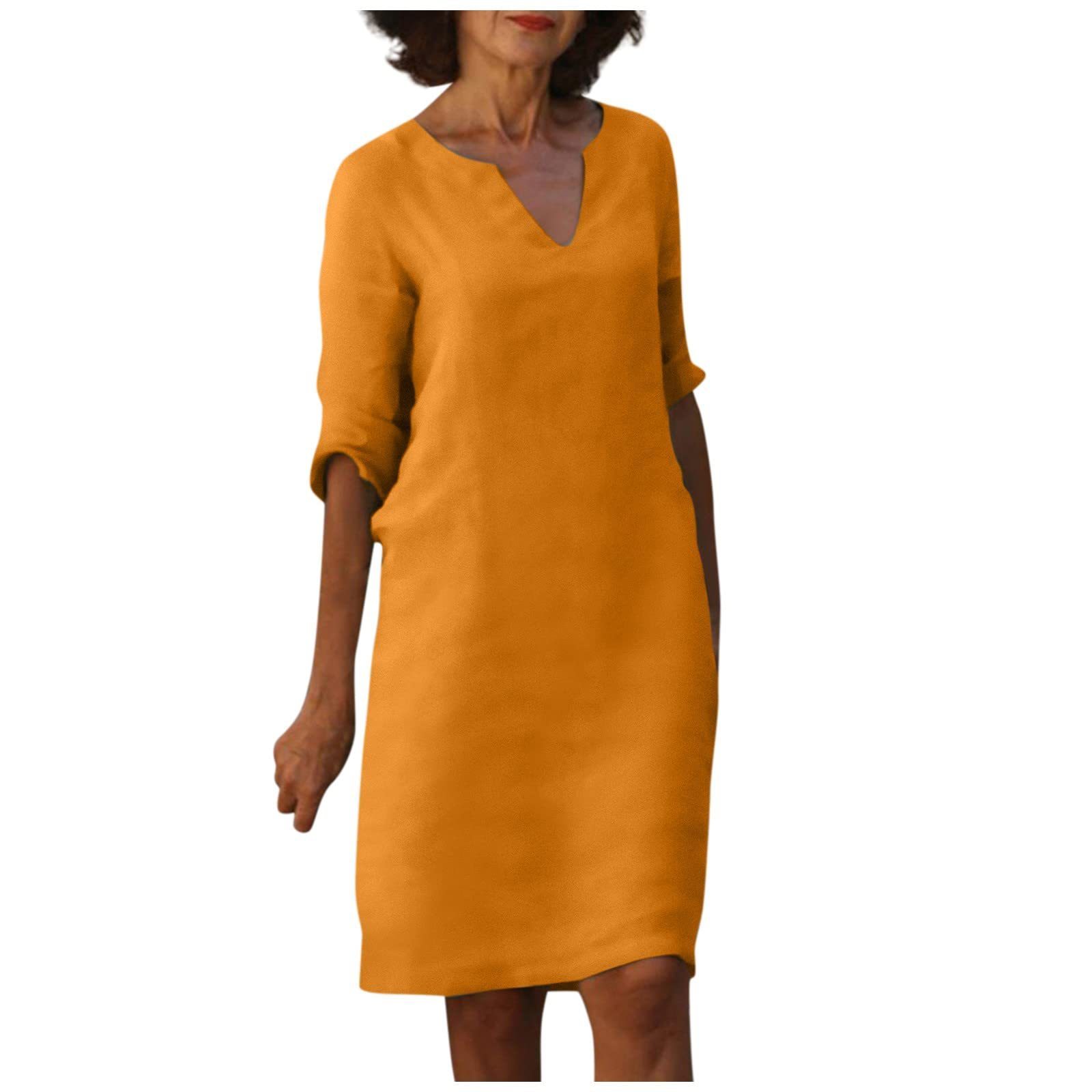 Women's casual dress with V-neck and 3/4 sleeves – Comfortable and stylish for daily use