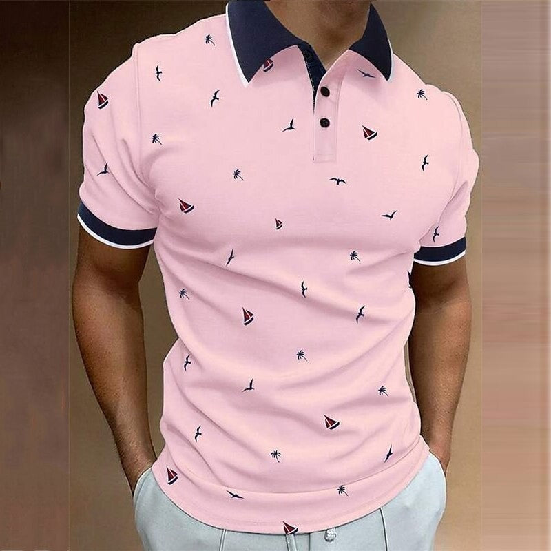 Neville – Short Sleeve Street Style Shirt with Sailboat Print