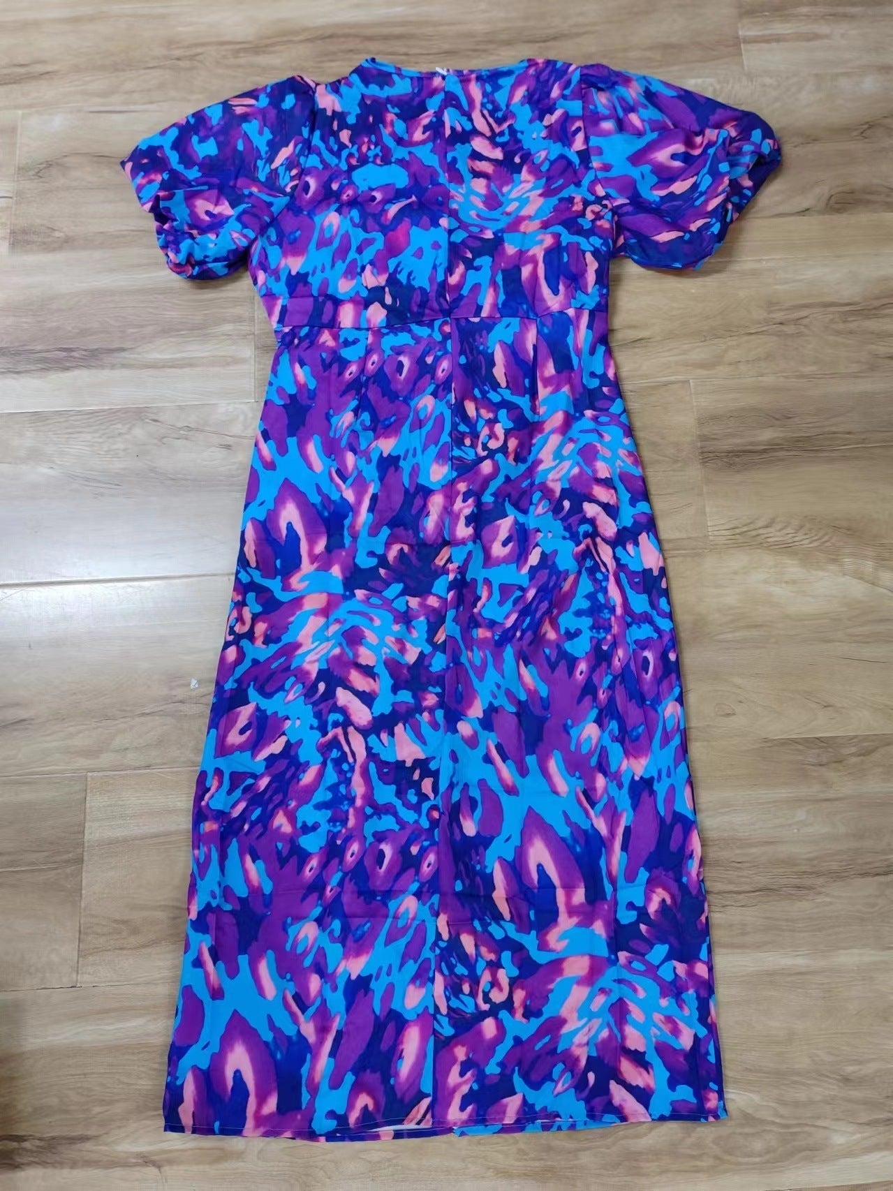 Women's Dress with Puff Sleeves and Elegant Print – Ideal for Parties and Summer Occasions
