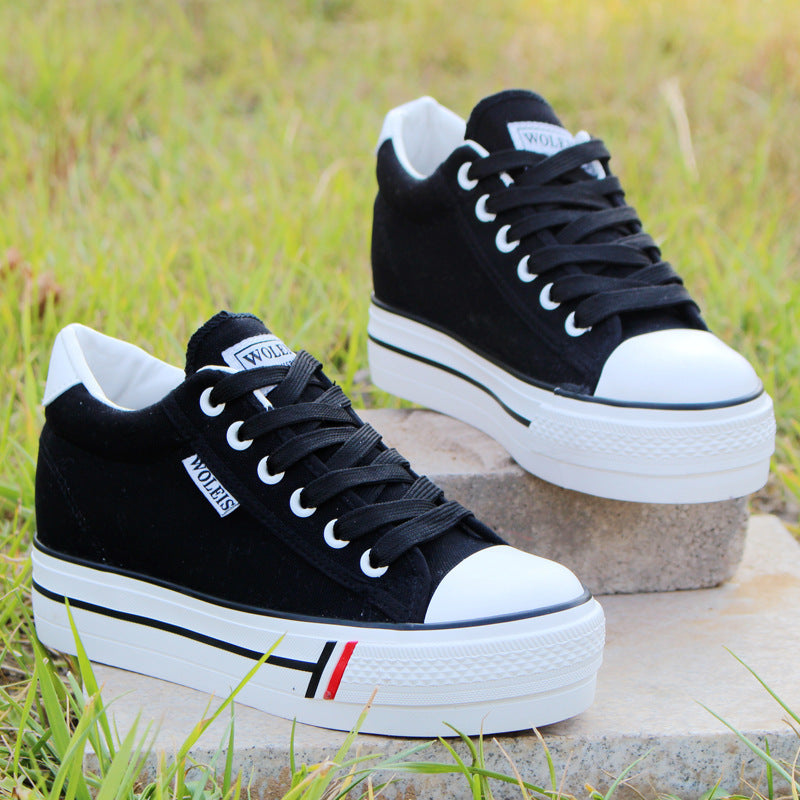 Abigail – Canvas Platform Sneakers in White