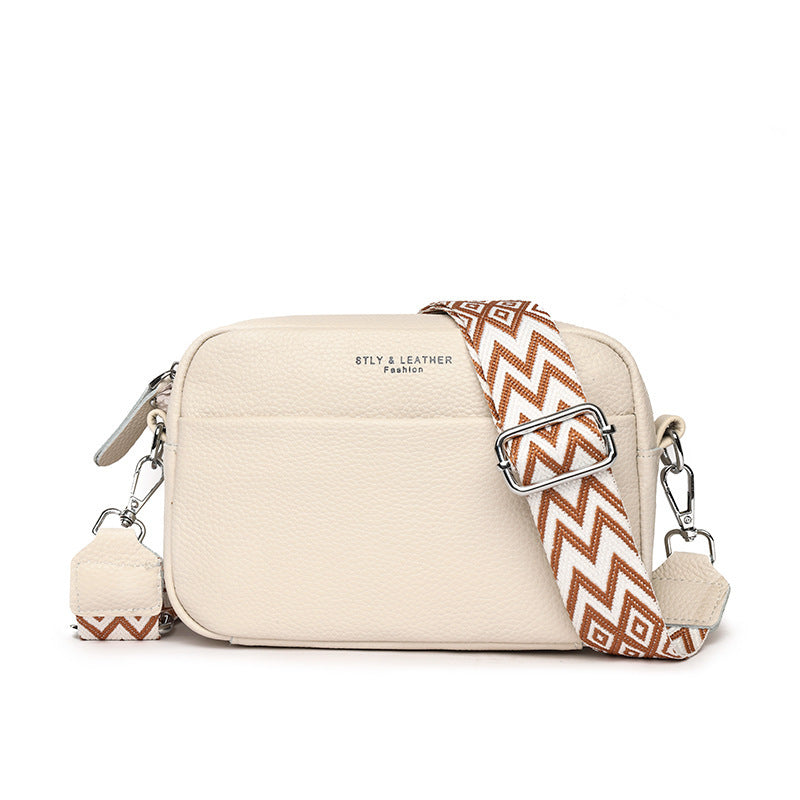 Hayley – Shoulder bag with Rhombus Embroidered Wide Shoulder Strap