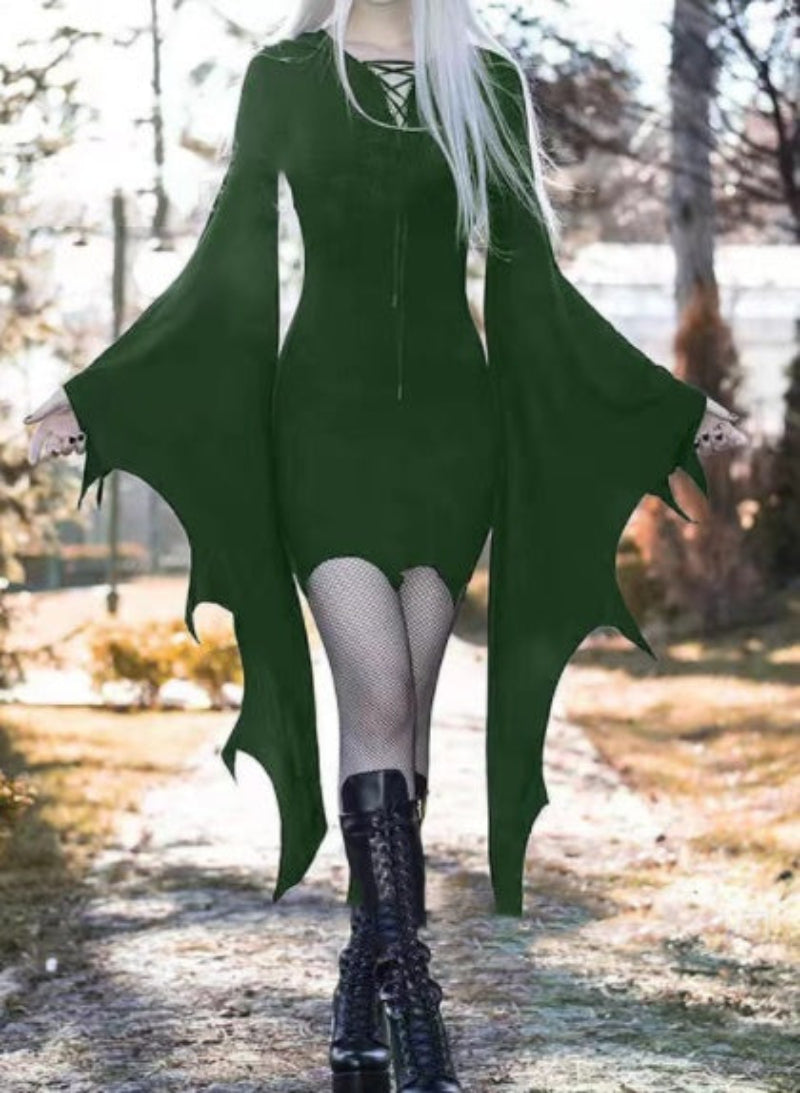Women's Halloween Costume Dress – Gothic Bat Style for Party, Cosplay & Trick-or-Treat