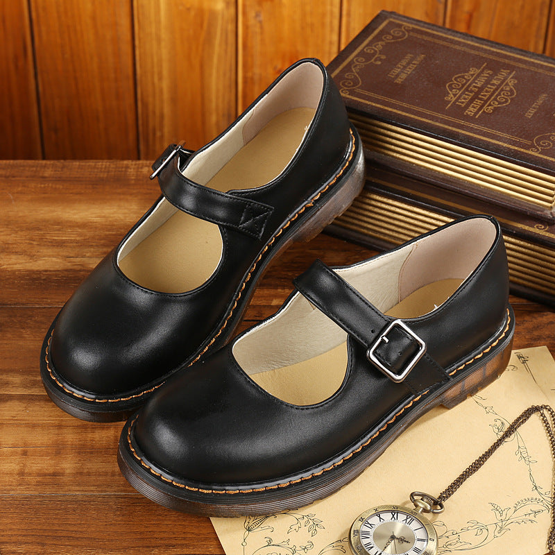 Girls Classic Mary Jane Shoes with Buckle – Comfortable Retro School Style