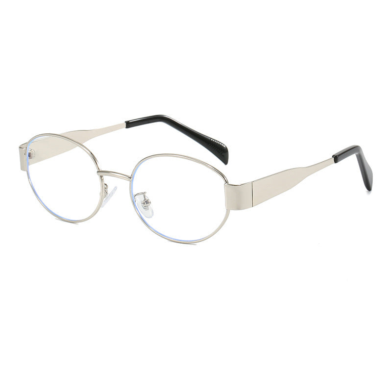 Pamela – Retro Oval Sunglasses with Metal Frame