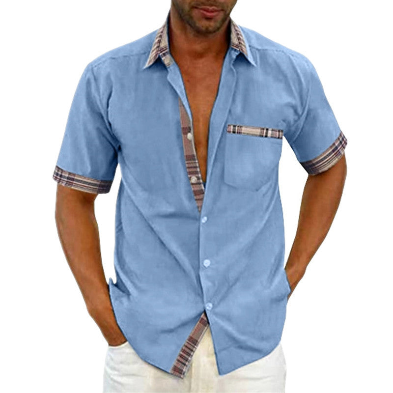 Men's Casual Shirt with Short Sleeve and Contrasting Details – Fashionable and Comfortable for Summer and Leisure Time