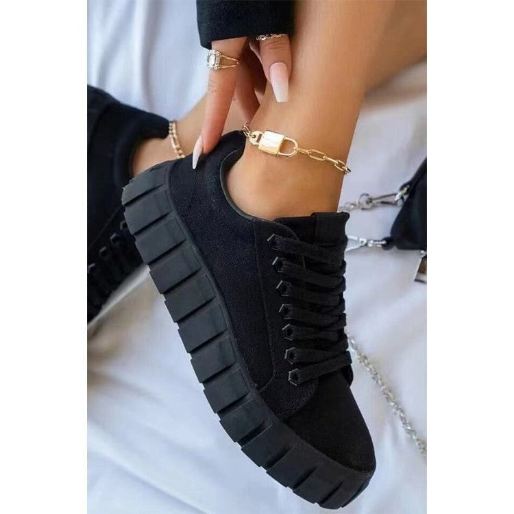Holly – Thick Sole Lace Canvas Shoes
