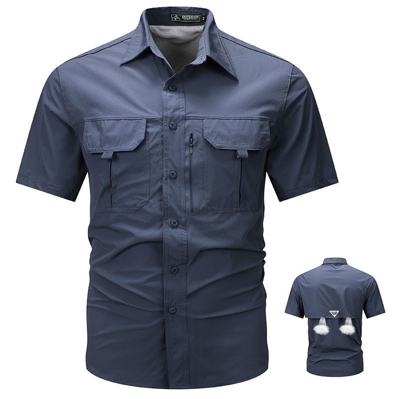 Men's Outdoor Short Sleeve Shirt with Functional Pockets – Ideal for Active Days