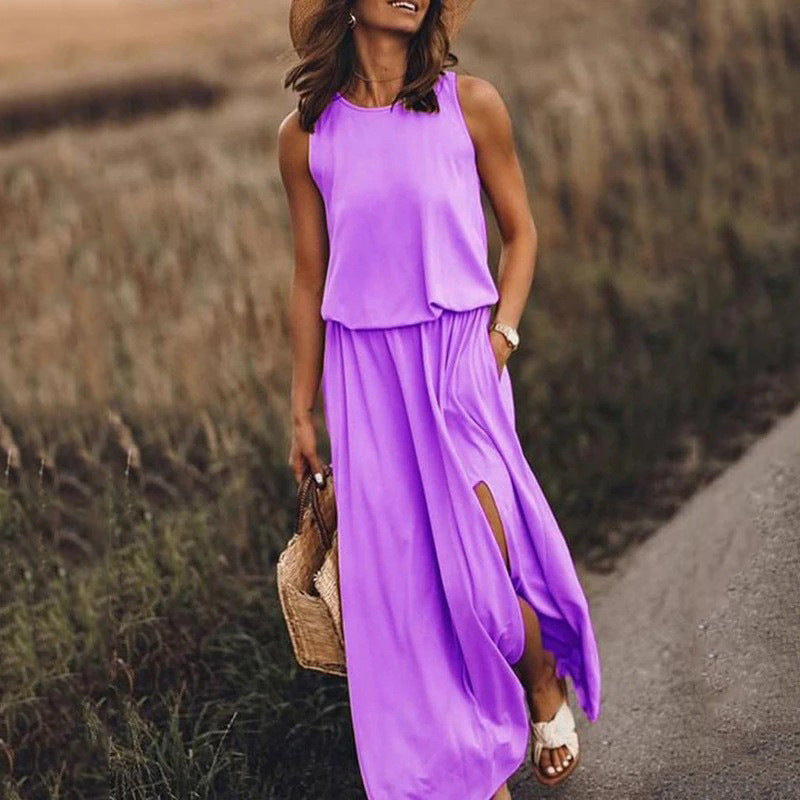 Women's summer dress with slit – maxi dress for beach, party or wedding – elegant boho women's dress in plus sizes