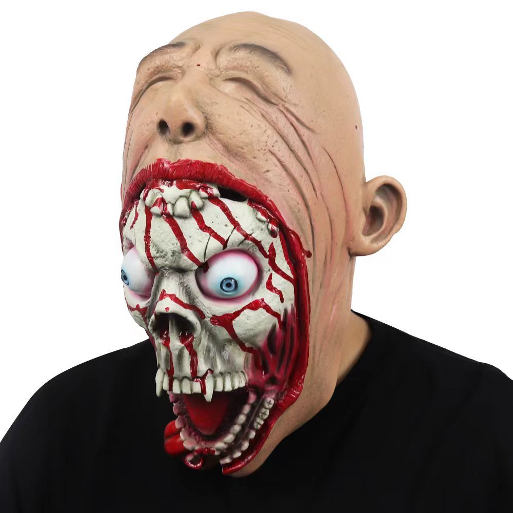 Halloween Latex Mask Large Mouth Horror Adults – Creepy Costume Accessory