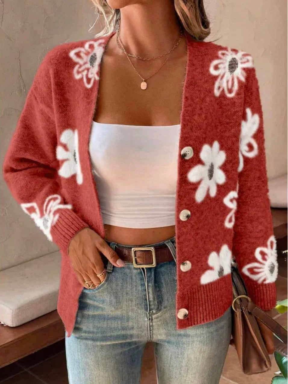Alice – Floral Print Vest With Buttons