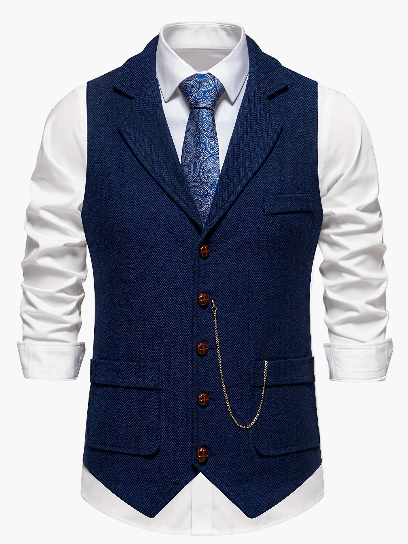 Men's Vest Retro Style Business Chic – Vest with Notched Collar